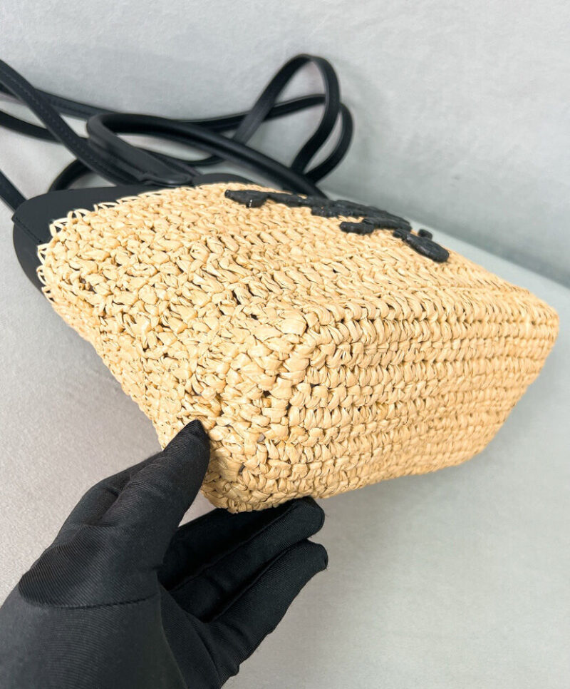 Prada Mini Crochet And Leather Tote Bag 1BG501 Apricot